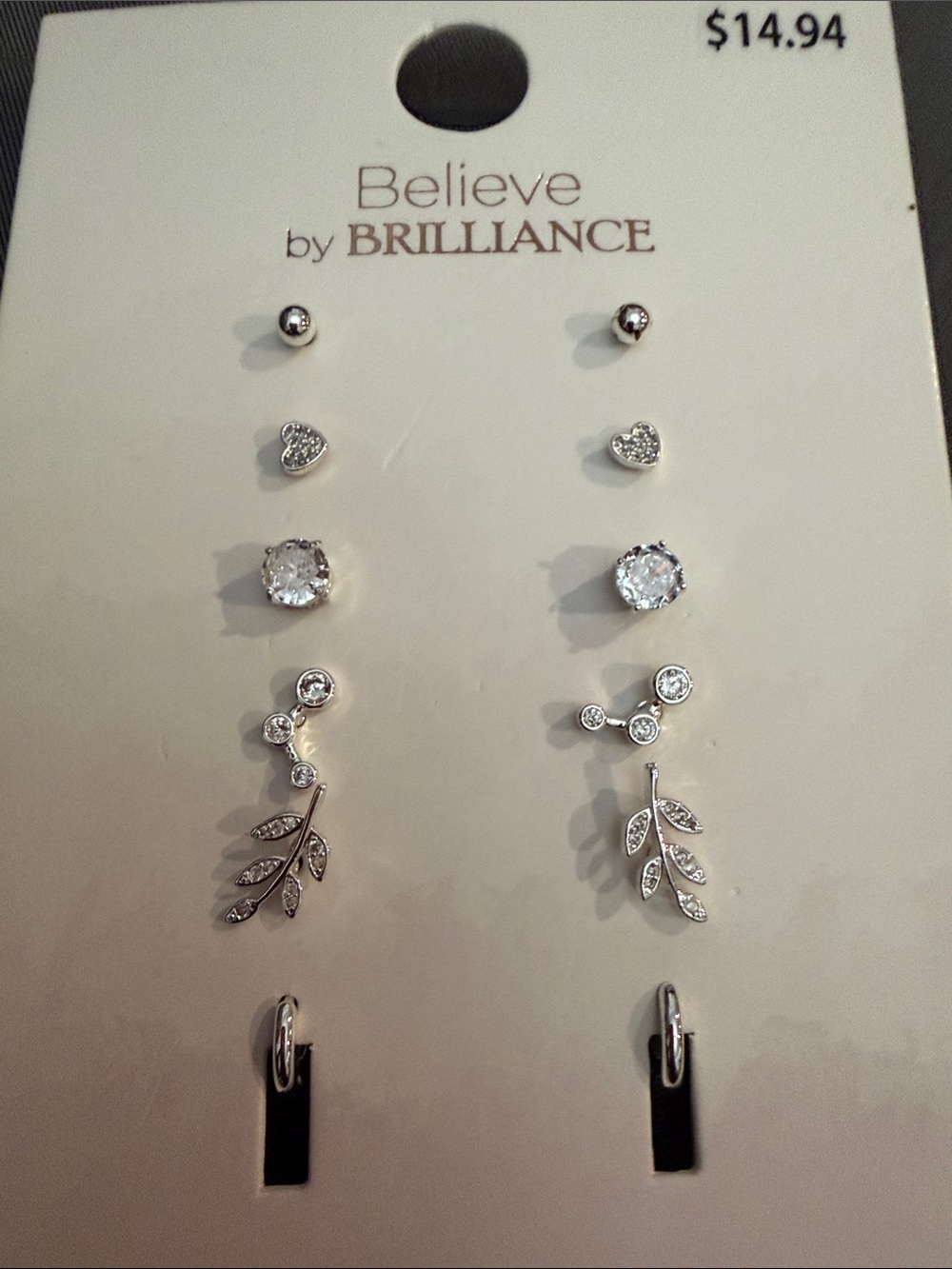 Believe by Brilliance Silver Cubic Zirconia Earring Set - Silver